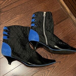 Zara Black and Blue Heeled Boots